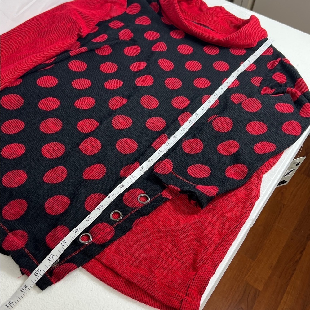 Ali Miles Sz 1X Red and Black Polka Dot Top Art to Wear Cowl Neck NWT - Picture 7 of 12